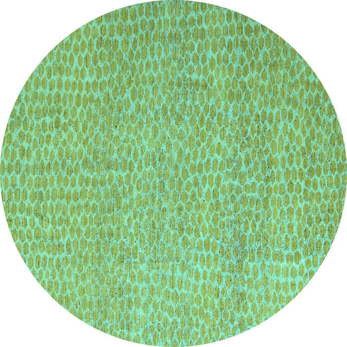 Round Machine Washable Abstract Turquoise Modern Area Rugs, wshabs5414turq