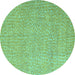 Round Machine Washable Abstract Turquoise Modern Area Rugs, wshabs5414turq