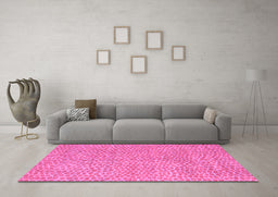 Machine Washable Abstract Pink Modern Rug in a Living Room, wshabs5415pnk