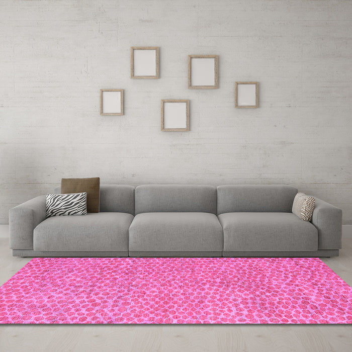 Machine Washable Abstract Pink Modern Rug in a Living Room, wshabs5415pnk