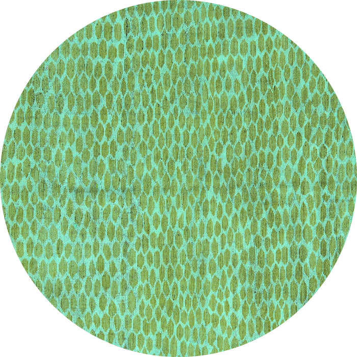 Round Abstract Turquoise Modern Rug, abs5415turq