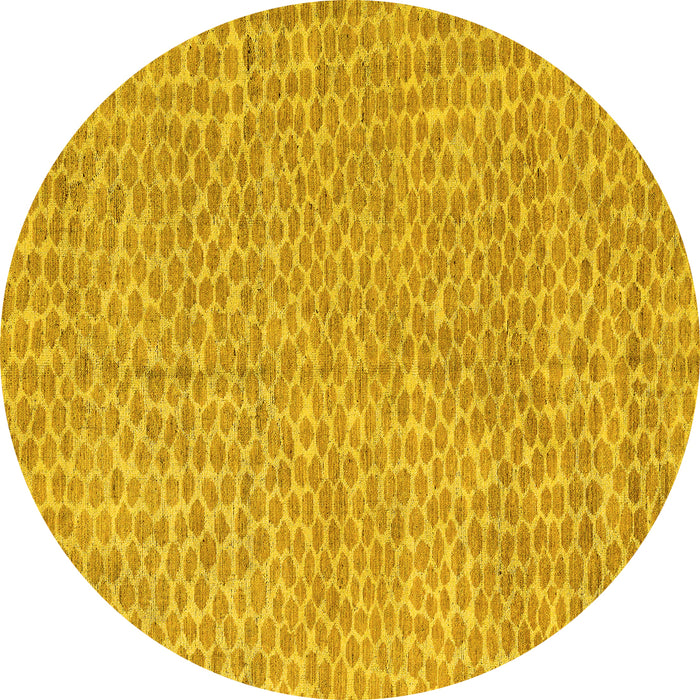 Round Abstract Yellow Modern Rug, abs5415yw