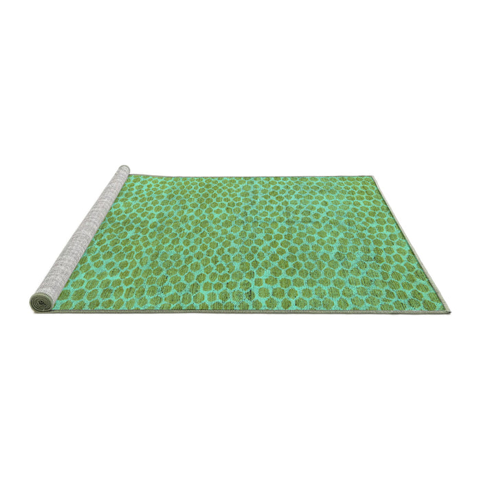 Sideview of Machine Washable Abstract Turquoise Modern Area Rugs, wshabs5415turq