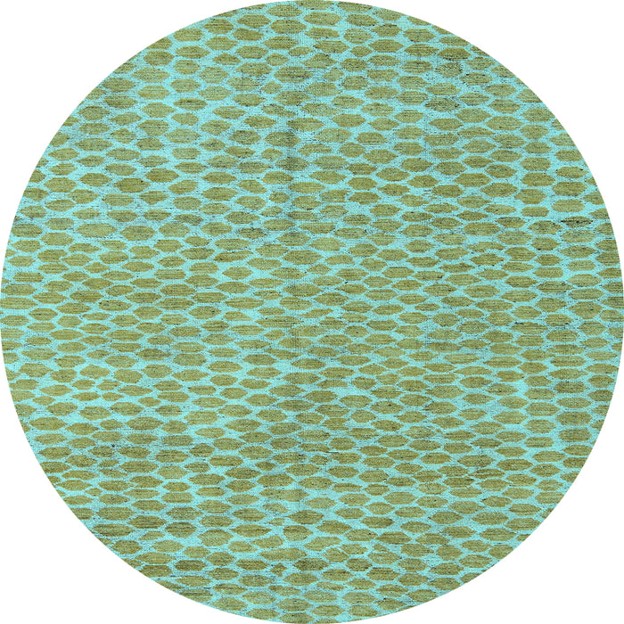 Round Abstract Light Blue Modern Rug, abs5415lblu