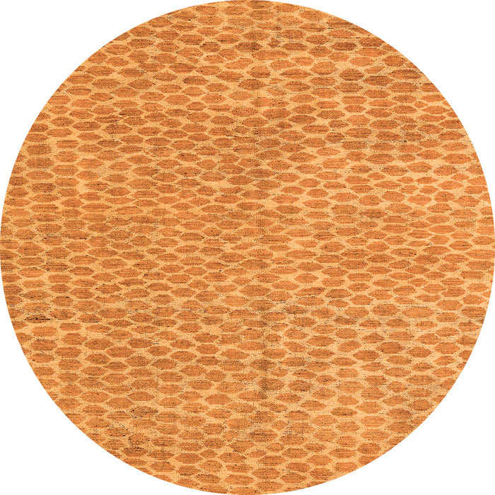 Round Machine Washable Abstract Orange Modern Area Rugs, wshabs5415org