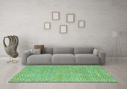 Machine Washable Abstract Turquoise Modern Area Rugs in a Living Room,, wshabs5415turq