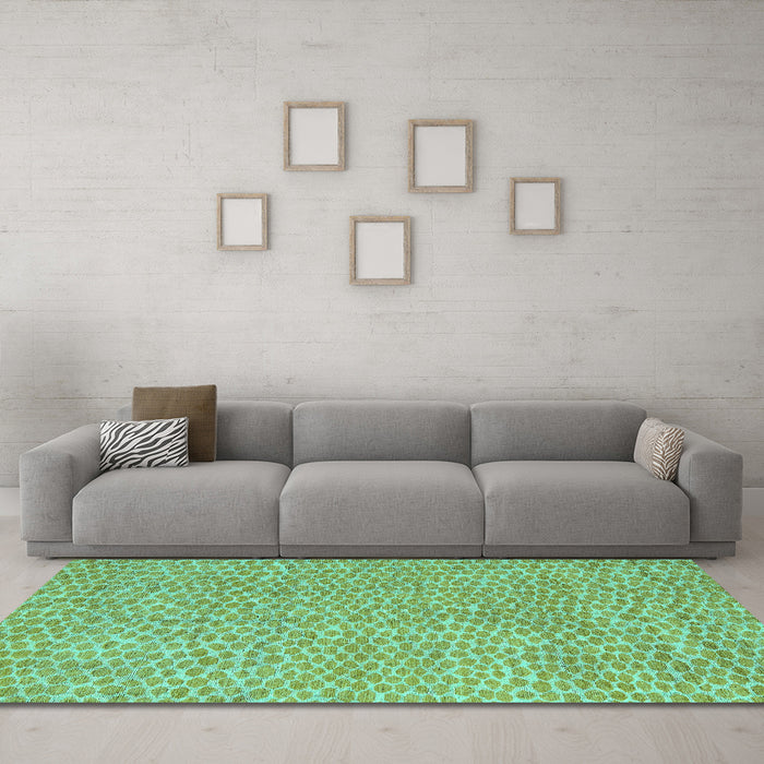 Machine Washable Abstract Turquoise Modern Area Rugs in a Living Room,, wshabs5415turq