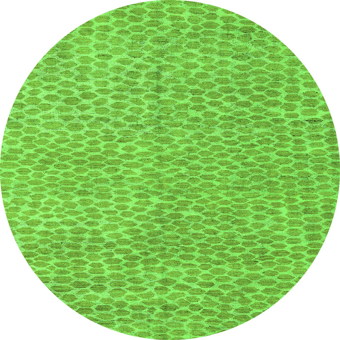 Round Machine Washable Abstract Green Modern Area Rugs, wshabs5415grn