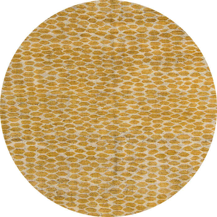 Round Machine Washable Abstract Orange Rug, wshabs5415