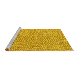 Sideview of Machine Washable Abstract Yellow Modern Rug, wshabs5415yw