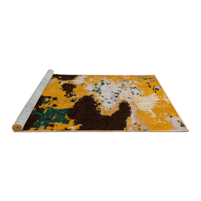 Sideview of Machine Washable Abstract Bakers Brown Rug, wshabs5416