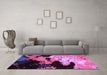 Machine Washable Abstract Purple Modern Area Rugs in a Living Room, wshabs5416pur