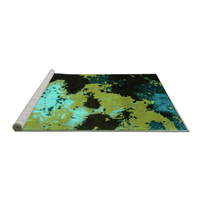 Sideview of Machine Washable Abstract Turquoise Modern Area Rugs, wshabs5416turq
