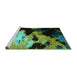 Sideview of Machine Washable Abstract Turquoise Modern Area Rugs, wshabs5416turq