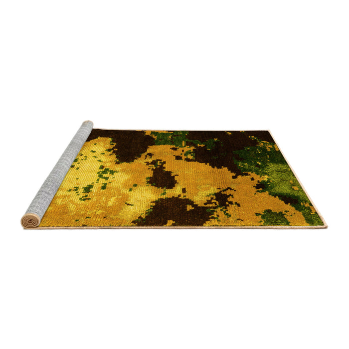 Sideview of Machine Washable Abstract Yellow Modern Rug, wshabs5416yw