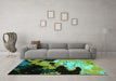 Machine Washable Abstract Turquoise Modern Area Rugs in a Living Room,, wshabs5416turq