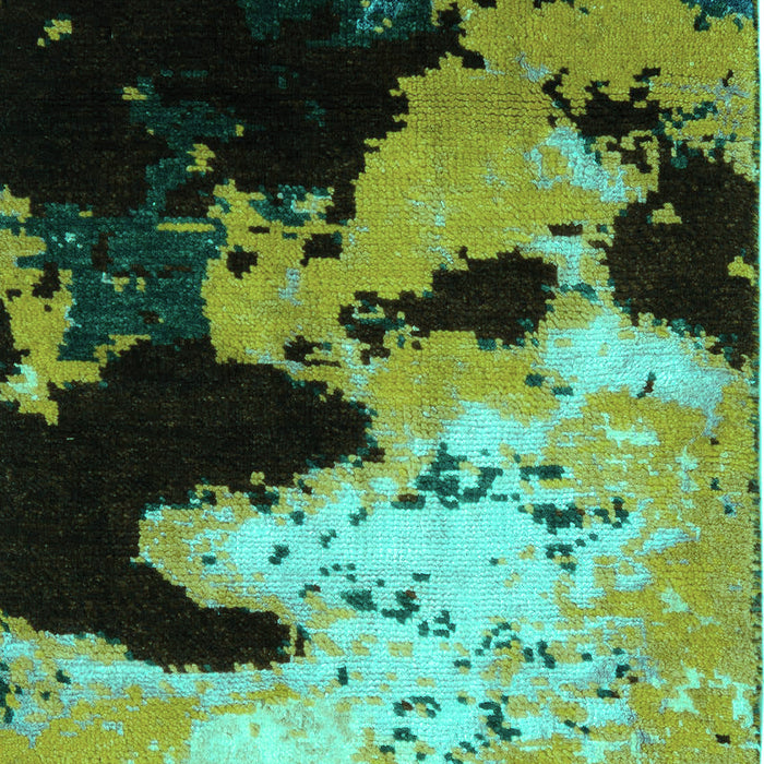 Machine Washable Abstract Turquoise Modern Area Rugs, wshabs5416turq