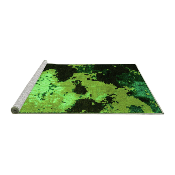 Sideview of Machine Washable Abstract Green Modern Area Rugs, wshabs5416grn