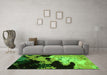 Machine Washable Abstract Green Modern Area Rugs in a Living Room,, wshabs5416grn