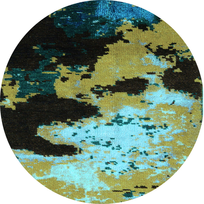 Round Machine Washable Abstract Light Blue Modern Rug, wshabs5416lblu