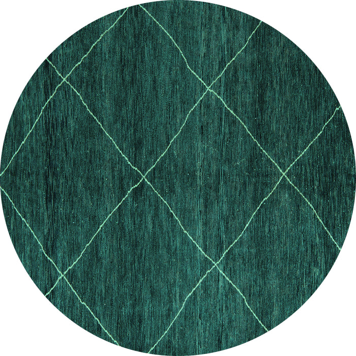 Round Abstract Turquoise Modern Rug, abs5417turq