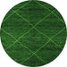 Round Abstract Green Modern Rug, abs5417grn