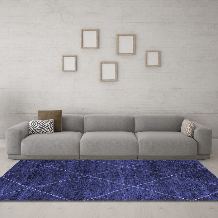 Machine Washable Abstract Blue Modern Rug in a Living Room, wshabs5417blu