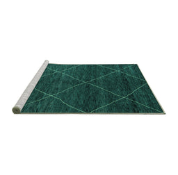 Sideview of Machine Washable Abstract Turquoise Modern Area Rugs, wshabs5417turq