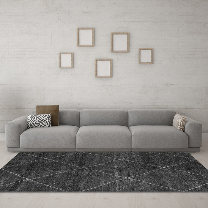 Machine Washable Abstract Gray Modern Rug in a Living Room,, wshabs5417gry
