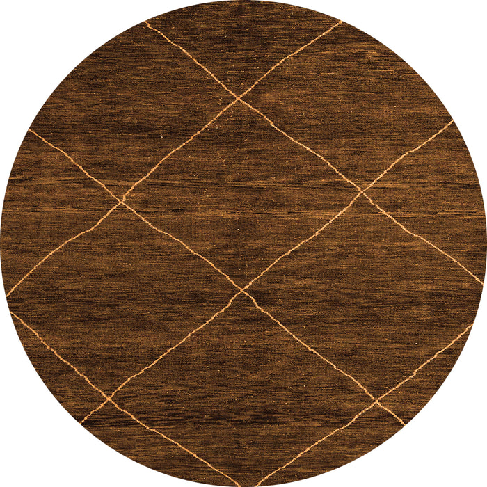 Round Machine Washable Abstract Orange Modern Area Rugs, wshabs5417org