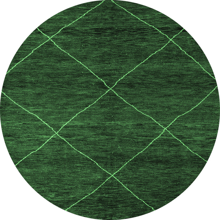 Round Abstract Emerald Green Modern Rug, abs5417emgrn