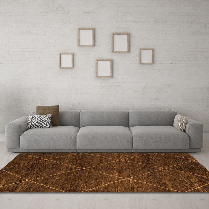 Machine Washable Abstract Orange Modern Area Rugs in a Living Room, wshabs5417org