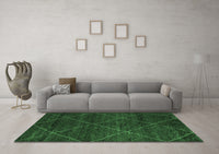 Machine Washable Abstract Emerald Green Modern Rug, wshabs5417emgrn