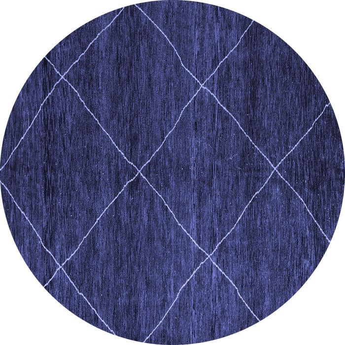 Round Abstract Blue Modern Rug, abs5417blu