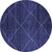 Round Abstract Blue Modern Rug, abs5417blu