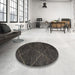 Round Abstract Gray Modern Rug in a Office, abs5417