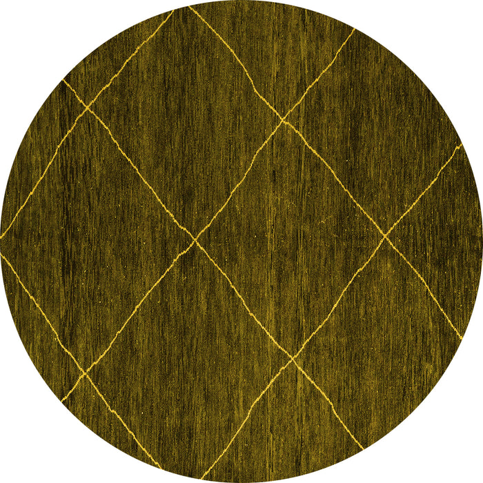 Round Abstract Yellow Modern Rug, abs5417yw