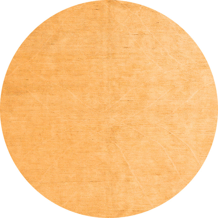 Round Machine Washable Solid Orange Modern Area Rugs, wshabs5418org