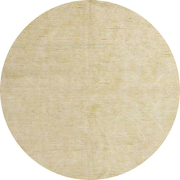 Round Abstract Brown Gold Solid Rug, abs5418