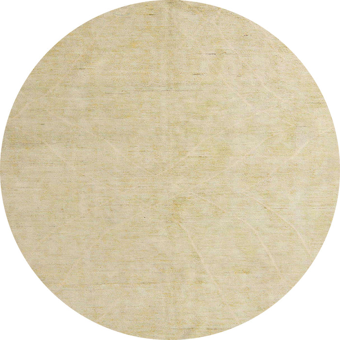Round Abstract Brown Gold Solid Rug, abs5418