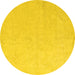 Round Machine Washable Solid Yellow Modern Rug, wshabs5418yw