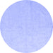 Round Machine Washable Solid Blue Modern Rug, wshabs5418blu