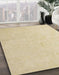 Abstract Brown Gold Solid Rug in Family Room, abs5418