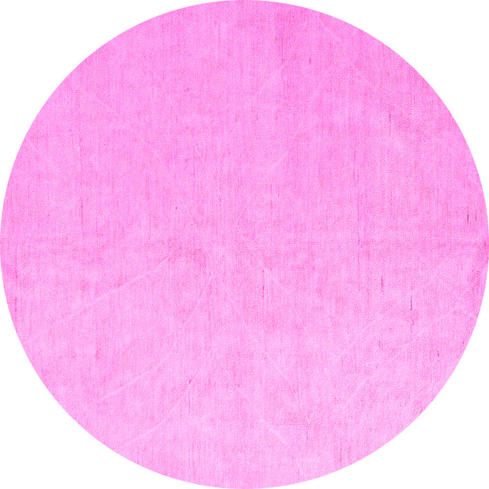Round Machine Washable Solid Pink Modern Rug, wshabs5418pnk
