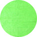 Round Machine Washable Solid Green Modern Area Rugs, wshabs5418grn