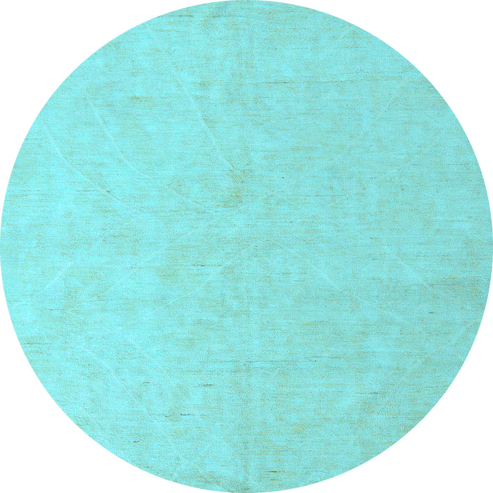 Round Machine Washable Solid Light Blue Modern Rug, wshabs5418lblu