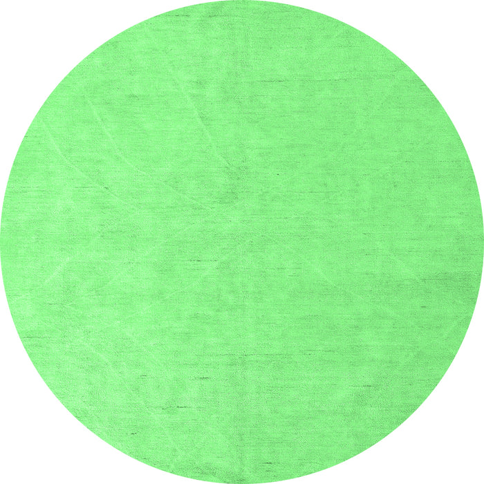 Round Machine Washable Solid Emerald Green Modern Area Rugs, wshabs5418emgrn