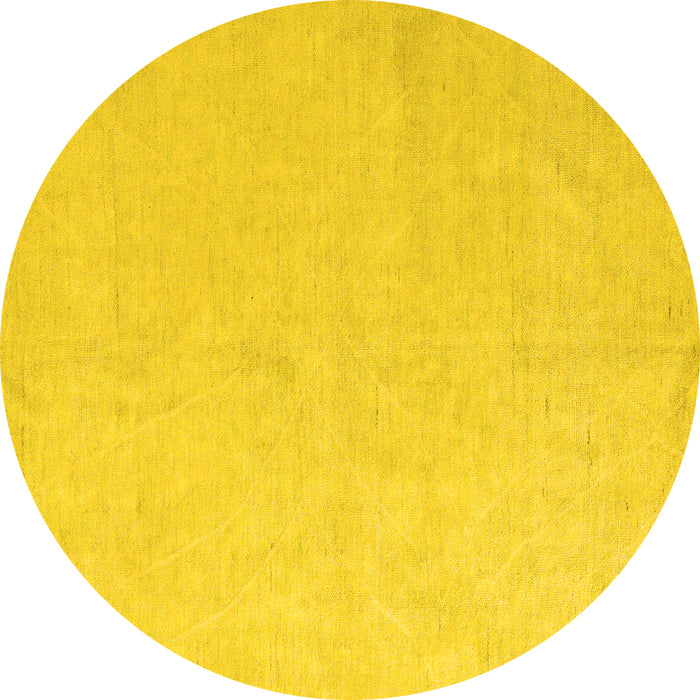 Round Solid Yellow Modern Rug, abs5418yw