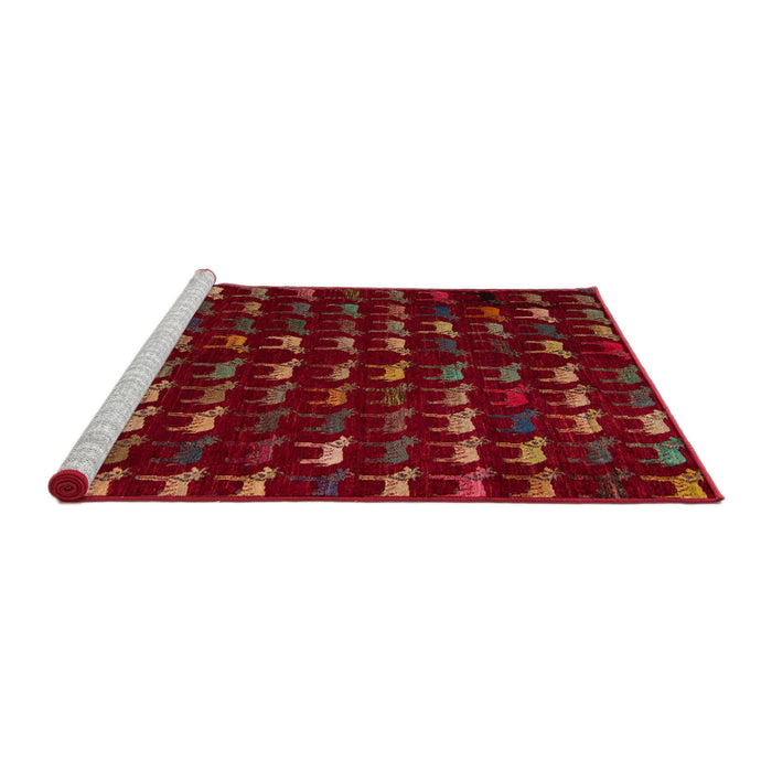 Sideview of Machine Washable Abstract Tomato Red Rug, wshabs5419