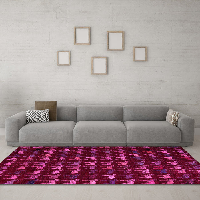 Machine Washable Abstract Pink Modern Rug in a Living Room, wshabs5419pnk